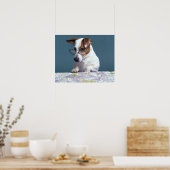 地図を読勉強している眼鏡の犬 ポスター (キッチン)