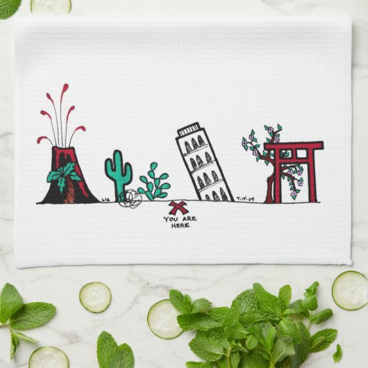 地図タオル キッチンタオル (折り畳み)