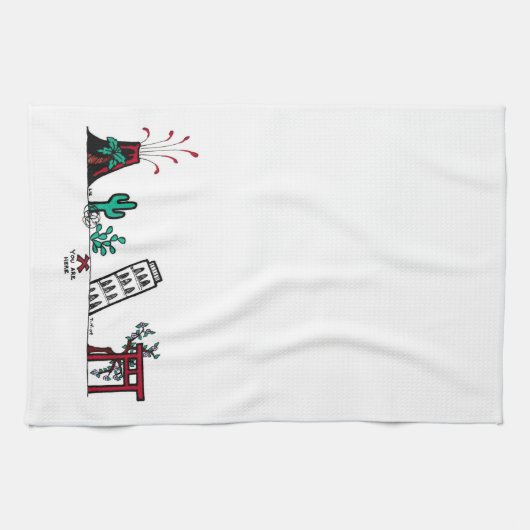 地図タオル キッチンタオル (横)