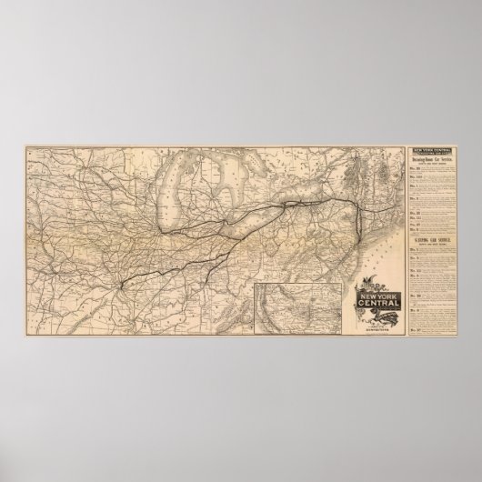 地図ニューヨーク中部・ハドソン川鉄道 ポスター (正面)