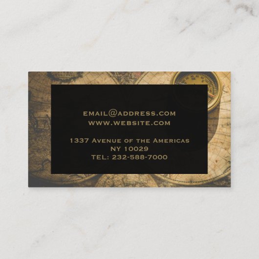 地図パーソナライズされたと羅針盤写真 名刺 (裏面)