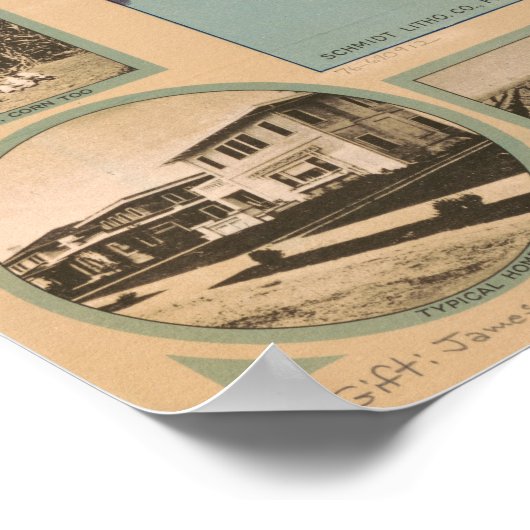 地図フレスノ郡、太陽の園の写真 ポスター (角)