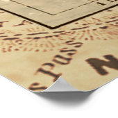 地図レトロ帆走船デザイン ポスター (角)