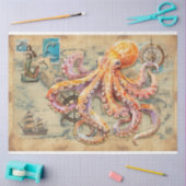 地図上のタコ 薄葉紙 (クラフト)