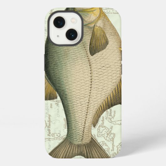 地図上の淡水魚 iPhoneケース (裏面)