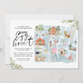 地図図解入りの、写真付きの |近隣イースターエッグ狩り 招待状 (正面)