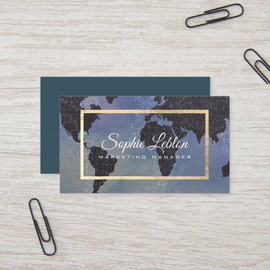 地図国際的 | マーケティング管理者 名刺 (正面/裏面インサイチュ)