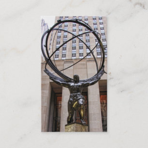地図書の彫像、ロックフェラーの中心、NYC 名刺