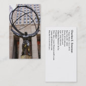 地図書の彫像、ロックフェラーの中心、NYC 名刺 (正面/裏面)