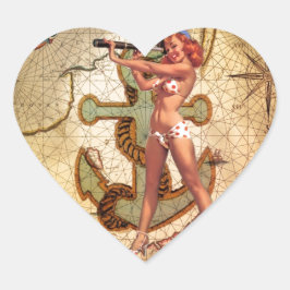地図航海のビーチビキニぴんぴん上ガールセーラー ハートシール