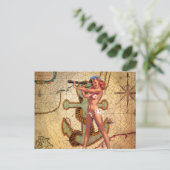 地図航海のビーチビキニぴんぴん上ガールセーラー ポストカード (スタンド正面)