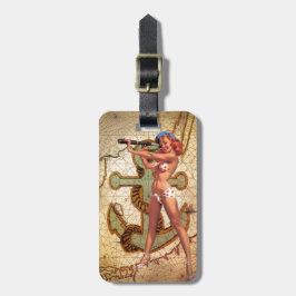 地図航海のビーチビキニぴんぴん上ガールセーラー ラゲッジタグ