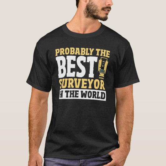 地図製作者 土地記録係 測量士 土地 Tシャツ (正面)