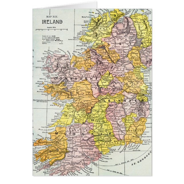 地図: アイルランド、c1890 (正面)