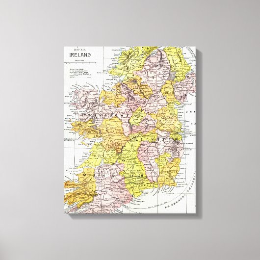 地図：アイルランド、c1890 キャンバスプリント (正面)