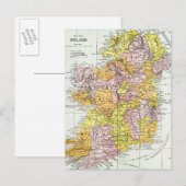 地図：アイルランド、c1890 ポストカード (正面/裏面)