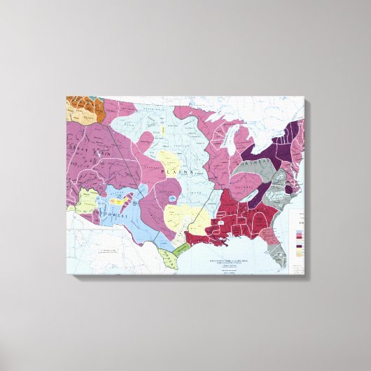 地図：アメリカインディアン キャンバスプリント (正面)