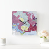 地図:アメリカインディアン スクエア壁時計 (ホーム)