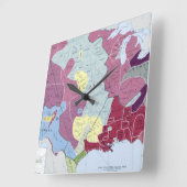 地図:アメリカインディアン スクエア壁時計 (傾斜)