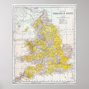 地図: イギリス及びウェールズ ポスター