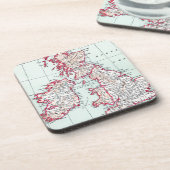 地図: イギリス諸島、c1890 コースター (左側)