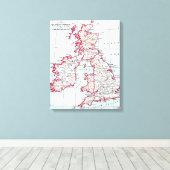 地図：イギリス諸島c1890 キャンバスプリント (インサイチュ (ウッドフロア))