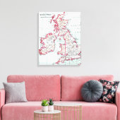 地図：イギリス諸島c1890 キャンバスプリント (インサイチュ (リビング))