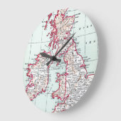 地図：イギリス諸島c1890 ラージ壁時計 (傾斜)