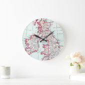 地図：イギリス諸島c1890 ラージ壁時計 (ホーム)