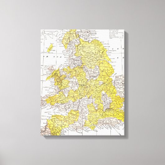 地図：イングランド・ウェールズ キャンバスプリント (正面)