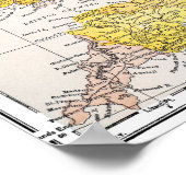 地図:イングランド・ウェールズ ポスター (角)