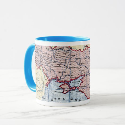 地図: ウクライナ、c1906 マグカップ (正面左)