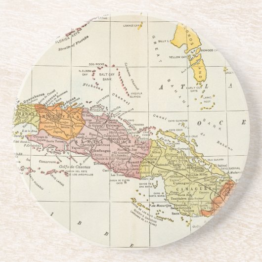 地図: キューバ1900年 コースター (正面)