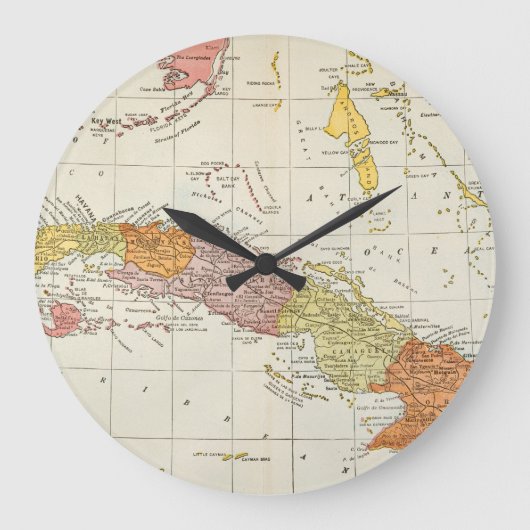 地図: キューバ1900年 ラージ壁時計 (正面)