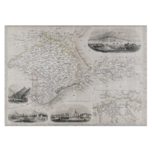 地図: クリミア、c1855 カッティングボード