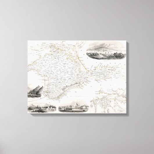 地図：クリミア， c1855 キャンバスプリント (正面)