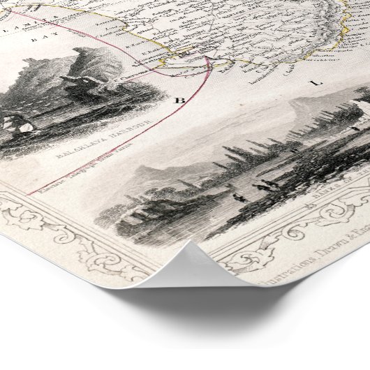 地図：クリミア， c1855 ポスター (角)