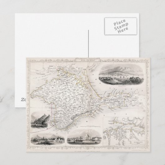 地図：クリミア， c1855 ポストカード (正面/裏面)