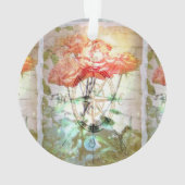 地図、コンパス、バラ オーナメント (裏面)