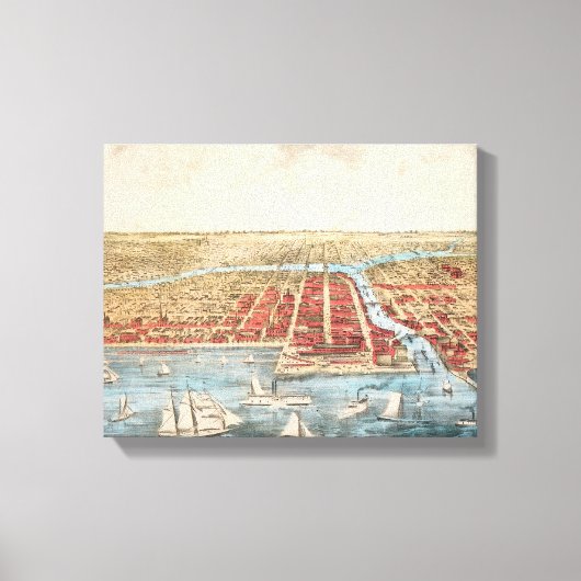 地図：シカゴ， c1857 キャンバスプリント (正面)