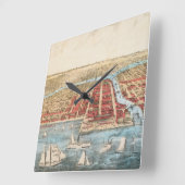 地図：シカゴ， c1857 スクエア壁時計 (傾斜)