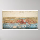 地図：シカゴ， c1857 ポスター (正面)