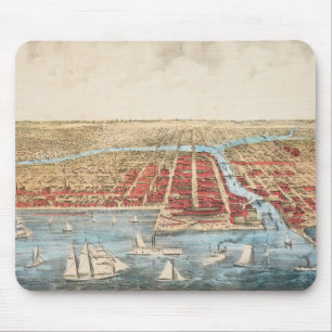 地図: シカゴ、c1857 マウスパッド