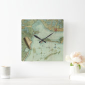 地図: ジャマイカ1756年 スクエア壁時計 (ホーム)