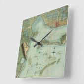 地図: ジャマイカ1756年 スクエア壁時計 (傾斜)