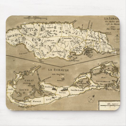 地図: ジャマイカ1767年 マウスパッド (正面)