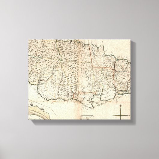 地図：ジャマイカ、1755年2 キャンバスプリント (正面)