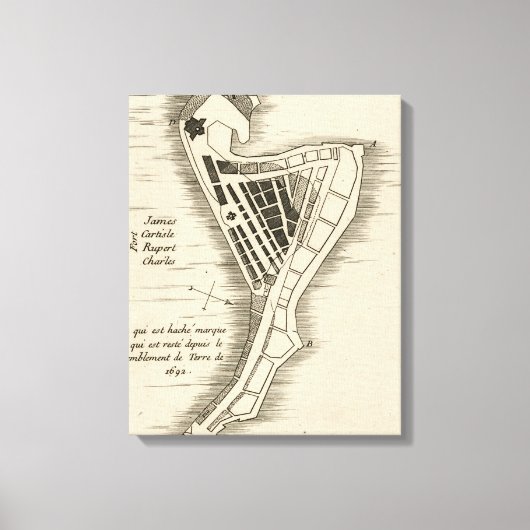 地図：ジャマイカ、1755年 キャンバスプリント (正面)