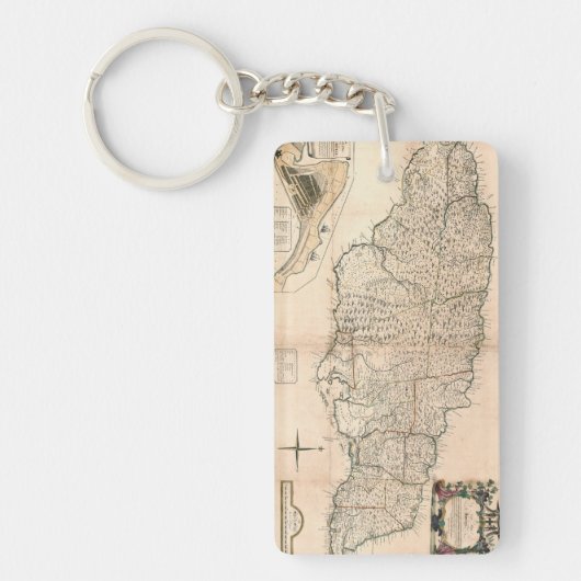 地図: ジャマイカ、1755 2 キーホルダー (正面)