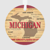 地図、デトロイト、ランシングミシガン州 オーナメント (裏面)